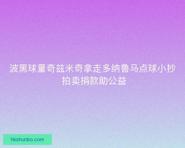 波黑球童奇兹米奇拿走多纳鲁马点球小抄 拍卖捐款助公益